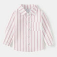 thumbnail image 1 of Oxford Dress Shirts for Boys Striped Long Sleeve Collared Button Up Shirt with Chest Pocket School Uniform (2-3 Years, Pink), 1 of 7