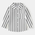 thumbnail image 1 of Oxford Dress Shirts for Boys Striped Long Sleeve Collared Button Up Shirt with Chest Pocket School Uniform (3-4 Years, Black), 1 of 7