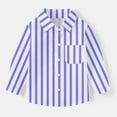 thumbnail image 1 of Oxford Dress Shirts for Boys Striped Long Sleeve Collared Button Up Shirt with Chest Pocket School Uniform (3-4 Years, Blue), 1 of 7