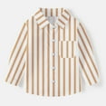 thumbnail image 1 of Oxford Dress Shirts for Boys Striped Long Sleeve Collared Button Up Shirt with Chest Pocket School Uniform (3-4 Years, Khaki), 1 of 6
