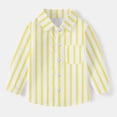 thumbnail image 1 of Oxford Dress Shirts for Boys Striped Long Sleeve Collared Button Up Shirt with Chest Pocket School Uniform (3-4 Years, Yellow), 1 of 7