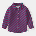 thumbnail image 1 of Oxford Dress Shirts for Boys Striped Long Sleeve Collared Button Up Shirt with Chest Pocket School Uniform (5-6 Years, Purple 01), 1 of 7
