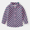 thumbnail image 1 of Oxford Dress Shirts for Boys Striped Long Sleeve Collared Button Up Shirt with Chest Pocket School Uniform (6-12 Months, Pink 02), 1 of 7
