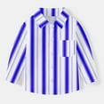 thumbnail image 1 of Oxford Dress Shirts for Boys Striped Long Sleeve Collared Button Up Shirt with Chest Pocket School Uniform (7-8 Years, Blue 02), 1 of 7