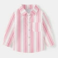 thumbnail image 1 of Oxford Dress Shirts for Boys Striped Long Sleeve Collared Button Up Shirt with Chest Pocket School Uniform (7-8 Years, Pink 01), 1 of 7