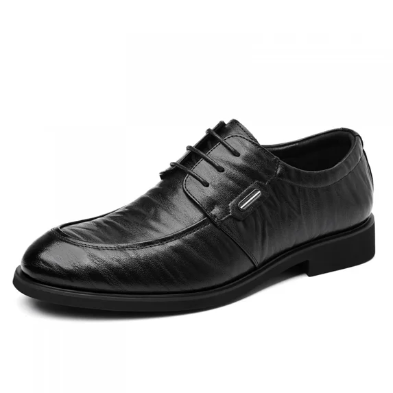 Oxford Dress Shoes, Soft Wrinkle Leather Business Formal Shoes, Comfort Low Heel Office Wedding Daily Wear Shoes, Plus Sizes Available