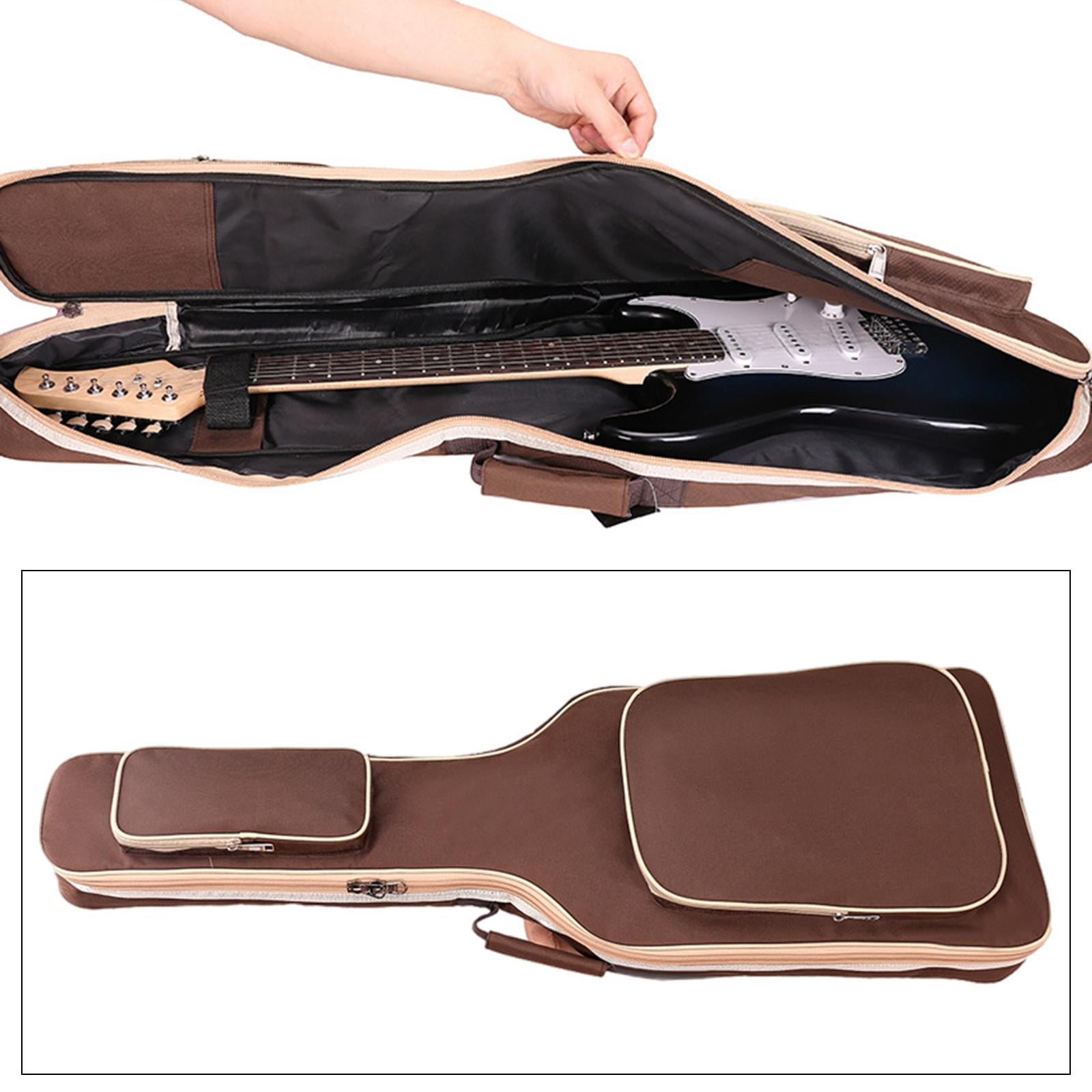 Oxford Electric Guitar Bag, 7mm Cotton with Pockets Organizer Double Straps Pad Waterproof Acoustic Guitar Case Bass Bag Performance Bag Coffee