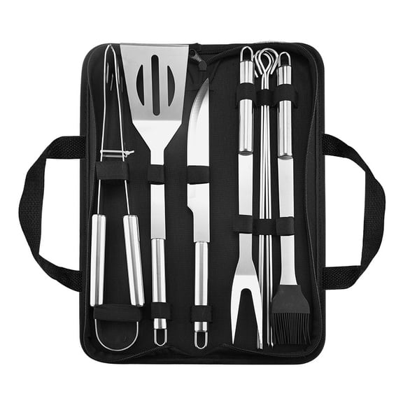 Oxford Fabric Barbecue Set Stainless Steel Fork Spatula Tongs Round Handle