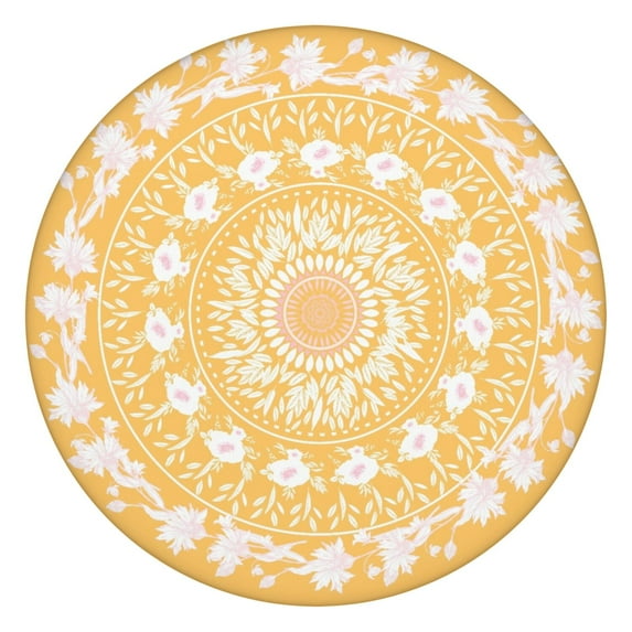 Oxford Fabric Boho Tablecloth Waterproof and Reusable, Elastic Edge Round Fit for 36-44", Great for Family or Holiday Meals