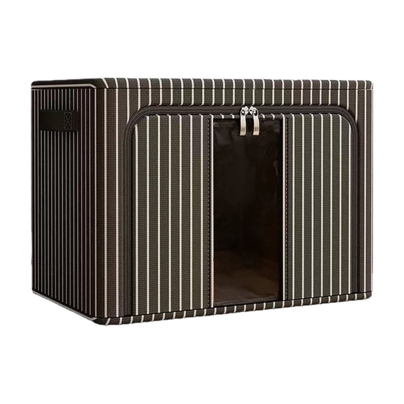 Oxford Fabric Window Storage Box - Foldable Stackable Clear View Organizer for Household Clothes Storage ( Black )