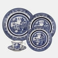 thumbnail image 1 of Oxford Flamingo, Blue Willow Porcelain 20 Piece Dinnerware Set, Service for 4, 1 of 7