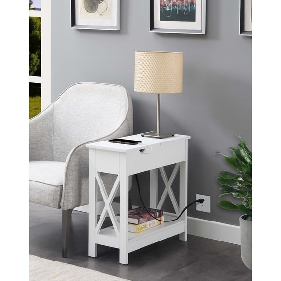 Convenience Concepts Oxford Flip Top End Table with Charging Station, Multiple Finishes