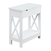 Oxford Flip Top End Table with Charging Station, White