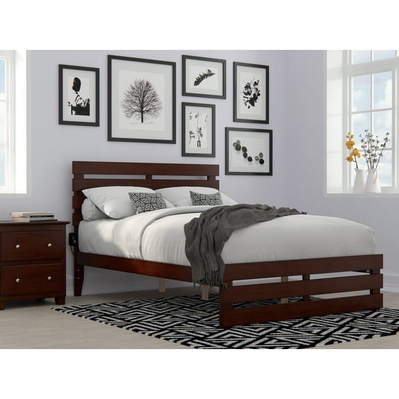 AFI Oxford 14" Full Wood Platform Bed Frame with Headboard and Footboard, Walnut