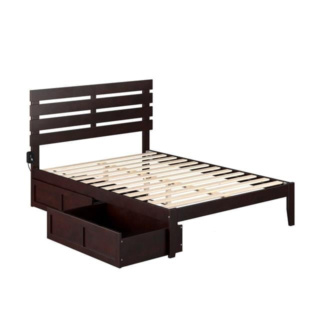 Espresso Full Wood Storage Bed with Headboard and Drawers