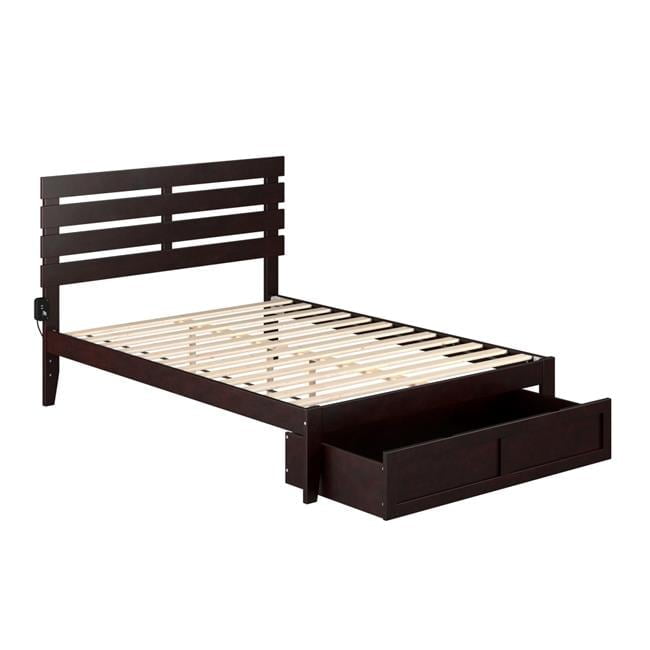 Espresso Full Bed with Foot Drawer and Slat Kit