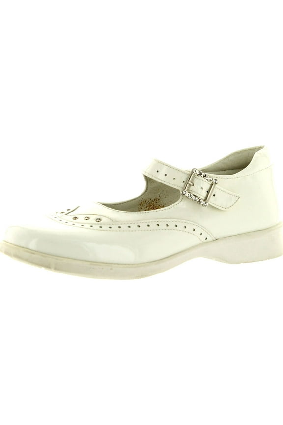 Girls 3053 White Patent Made In Italy Dress Flats Shoes