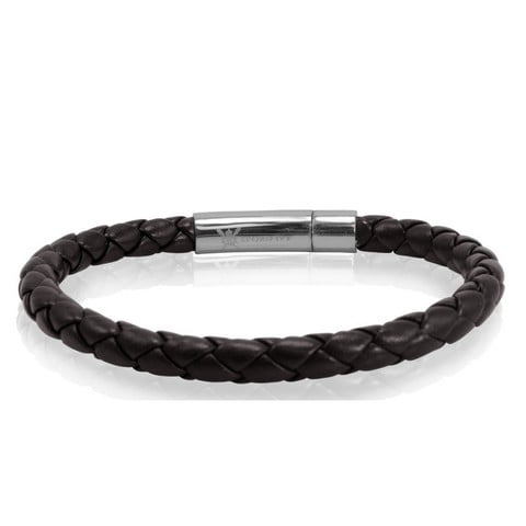 Oxford Ivy Braided Navy Leather Bracelet with Magnetic Stainless Steel Clasp ( 8 1/2 inches)