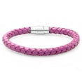thumbnail image 1 of Oxford Ivy Lavender Braided Leather Bracelet - Stainless Steel Locking Magnetic Clasp (7 1/2 inch), 1 of 2