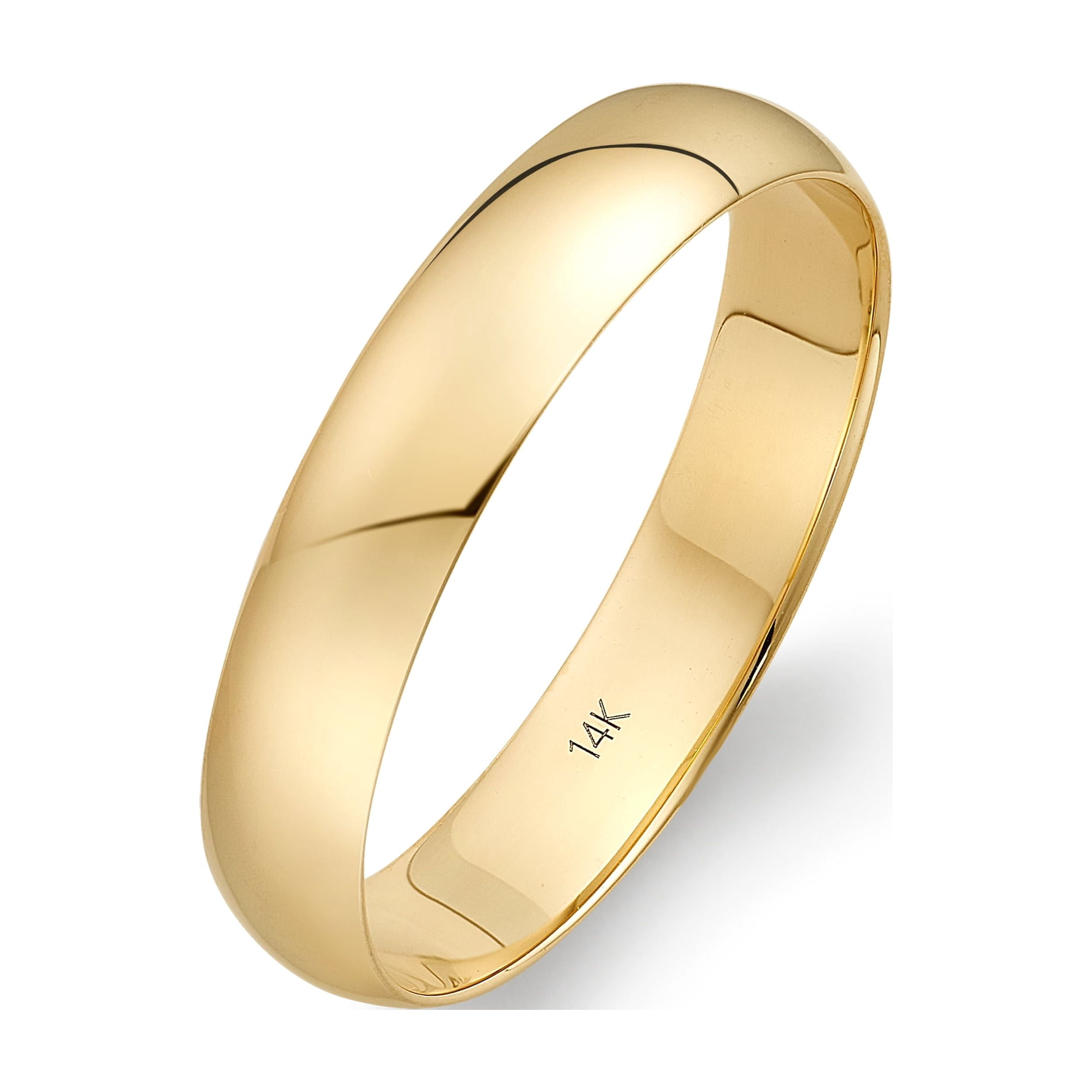 Oxford Ivy Men's 14K Gold Wedding Band 4mm Classic Yellow Gold Plain Wedding Band Ring Size 10.5