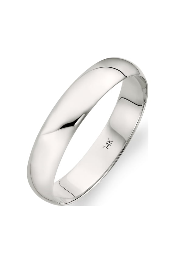 Men's 14K White Gold 4mm Traditional Fit Plain Wedding Band Ring Size 14