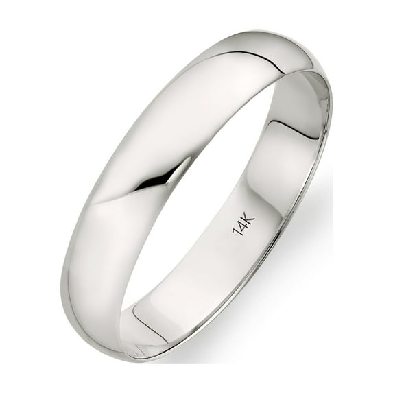 Oxford Ivy Men's 14K White Gold 4mm Traditional Fit Plain Wedding Band Ring Size 8