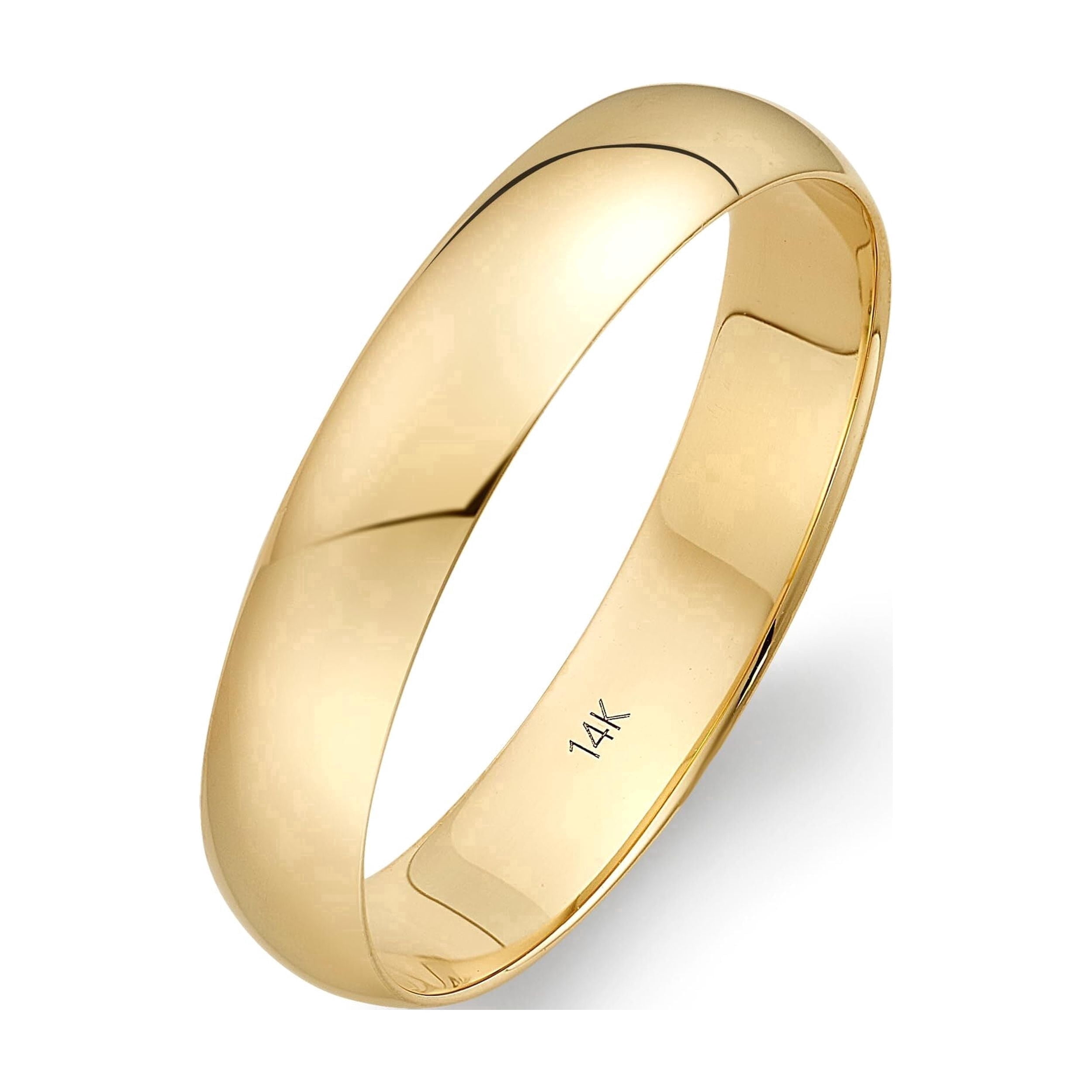 14K Solid Gold Wedding Band, 4mm, Classic Fit, High-Polish Ring, 14K Yellow Gold (Stamped for Authenticity), Size 10