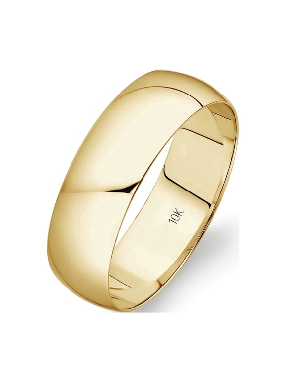 Men's Solid 10K Yellow Gold 6mm Traditional Plain Wedding Band Ring Size 8
