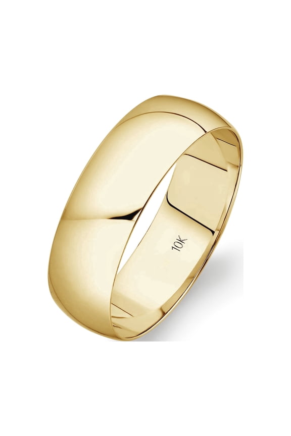 Men's Solid 10K Yellow Gold 6mm Traditional Plain Wedding Band Ring Size 8