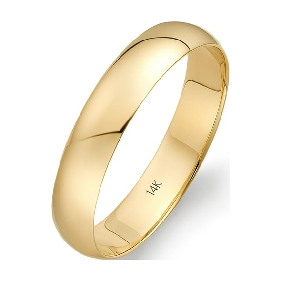Oxford Ivy Men's Solid 14K Yellow Gold 4mm Traditional Fit Plain Wedding Band Ring Size 8