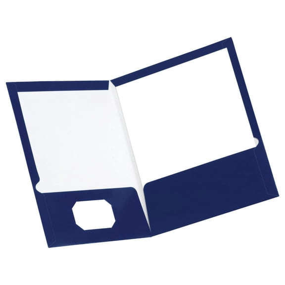 Oxford 087468 Esselte Ampad Laminated Pocket Folder, Letter, 2 Pockets, Dark Blue, Pack 25