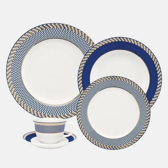 Oxford Flamingo-Op Art Porcelain 20 Piece Dinnerware Set Service for 4