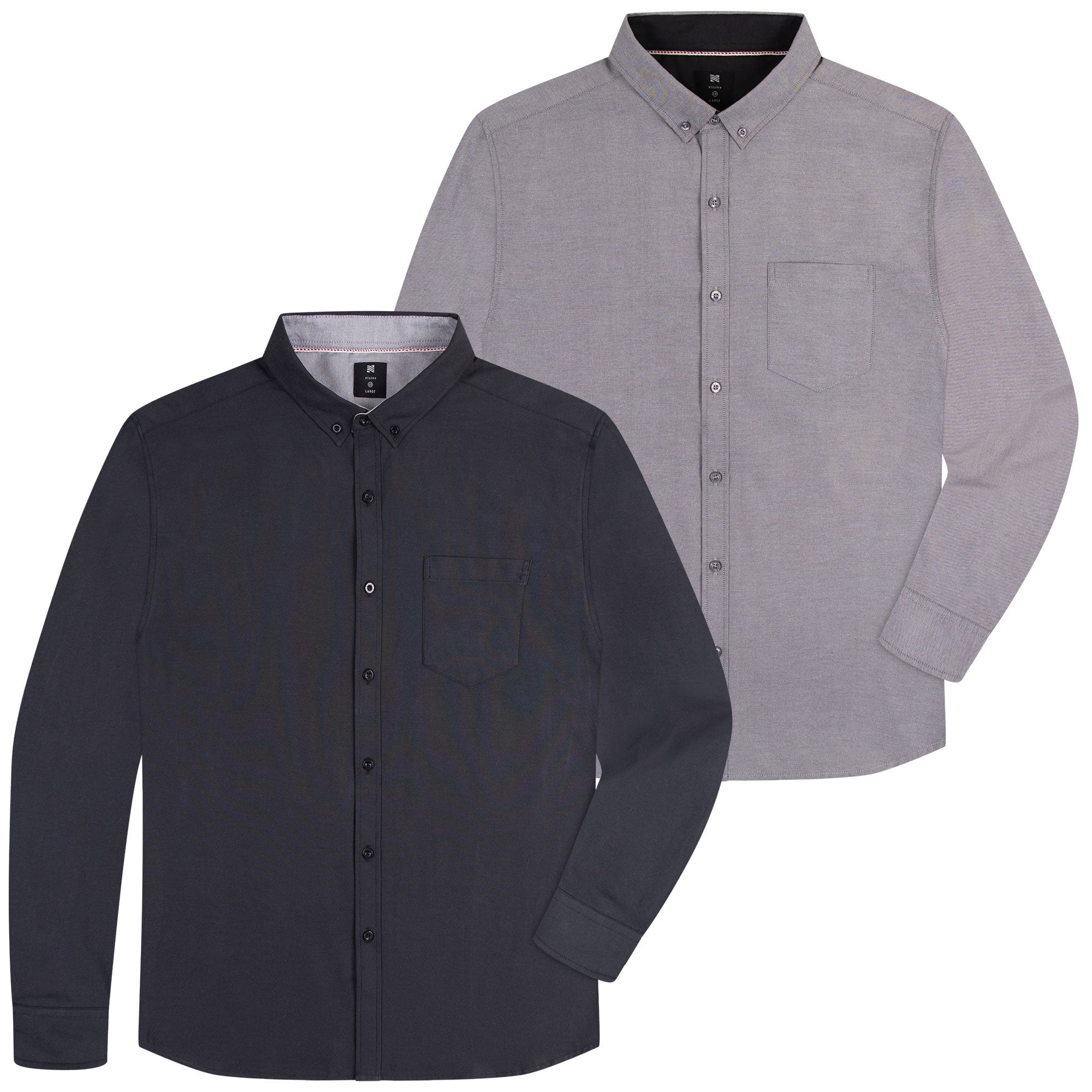 mens dress shirts tall sizes Visive Oxford Mens Dress Shirt, 2 Pack, Long Sleeve Button Down, Casual Fit with Big and Tall Sizes, Solid Modern Colors, Men's, Size: 3XL, Black
