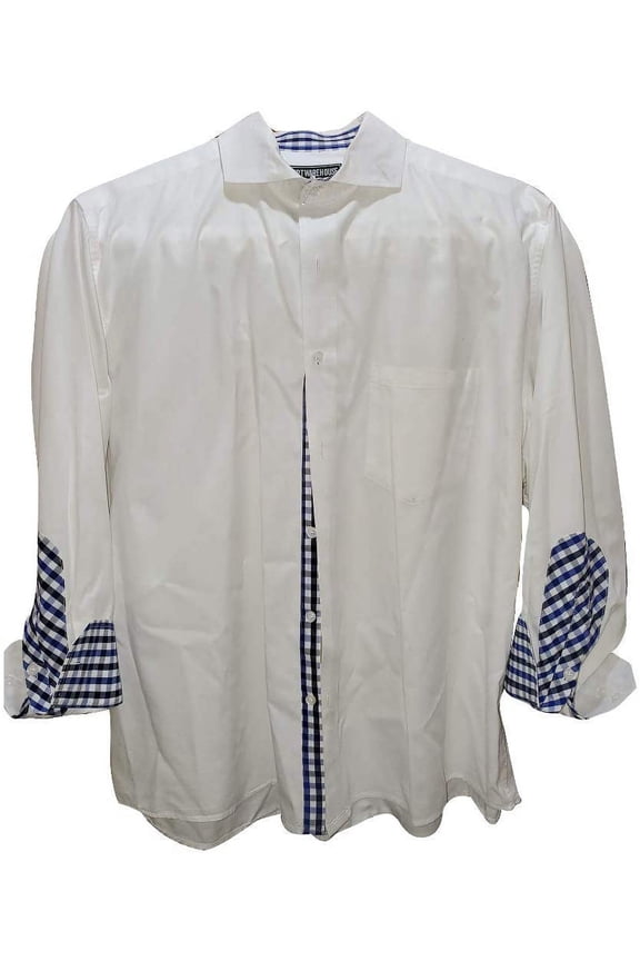 Oxford Mens Long Sleeve Regular Fit Dress-Shirts with Spread Collar with Two Ways Style - Mens Casual Long Sleeve button up Regular Fit Shirt | 15-15 1/2 | Blue