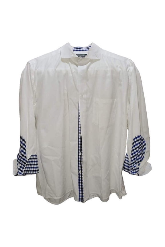 Oxford Mens Long Sleeve Regular Fit Dress-Shirts with Spread Collar with Two Ways Style - Mens Casual Long Sleeve button up Regular Fit Shirt | 16-16 1/2 | Blue