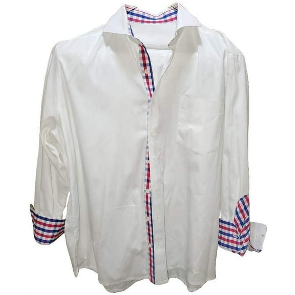 Oxford Men’s Long Sleeve Regular Fit Dress-Shirts with Spread Collar with Two Ways Style - Men’s Casual Long Sleeve button up Regular Fit Shirt | 16-16,1/2 | Red