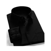 Oxford Mens Regular Fit Long Sleeve Button-Front One Pocket Business Dress Shirt Black