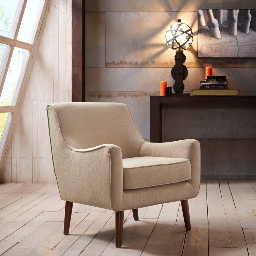 Liam Mid-Century Beige Upholstered Accent Chair