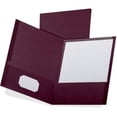 thumbnail image 1 of Oxford OXF53441 Linen Textured Twin Pocket Portfolio Folder, Burgundy, 1 of 2