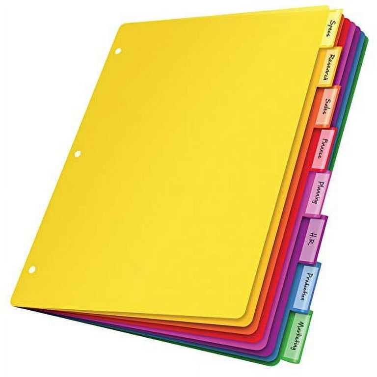 Oxford Plastic Binder Dividers 8 Tab Insertable Multicolor Tabs Letter Size 6 Sets (89601)