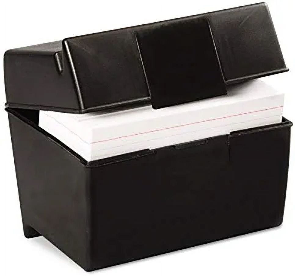 Oxford Plastic Index Card Box, 4 x 6 Inches, 400 Card Capacity, Black
