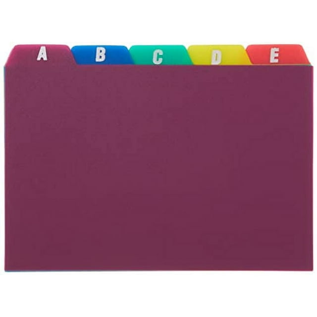 Oxford Poly Index Card Guides, Alphabetical, AZ, Assorted Colors, 4" x