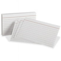 Oxford Red Margin Ruled Index Cards - Front Ruling Surface - Ruled - 3" x 5" - White Paper - 300 / Pack | Bundle of 2 Packs