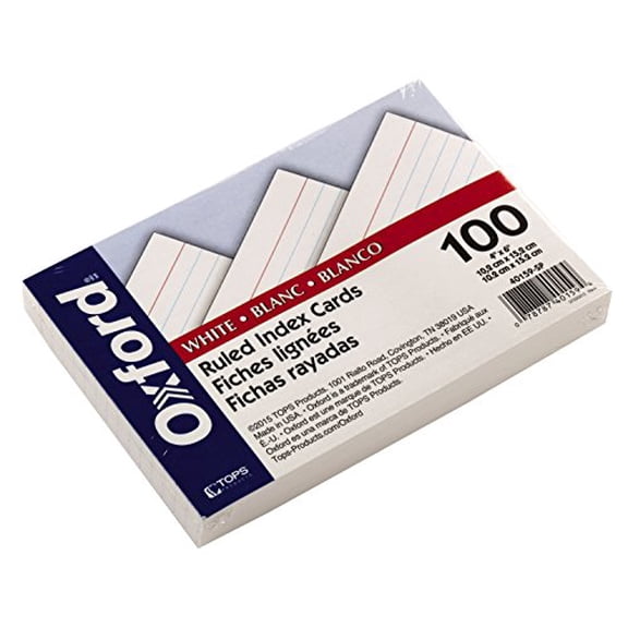 Oxford Ruled Index Cards White 4 x 6 Inches 100 per Pack (40159-SP) 1 pack
