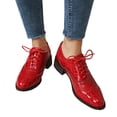 thumbnail image 1 of Oxford Shoes for Women Lace up Wingtip Vintage Pattern Leather Low Heel Pumps Shoes Business Work Casual Dress Shoes Red Size 7.5, 1 of 6