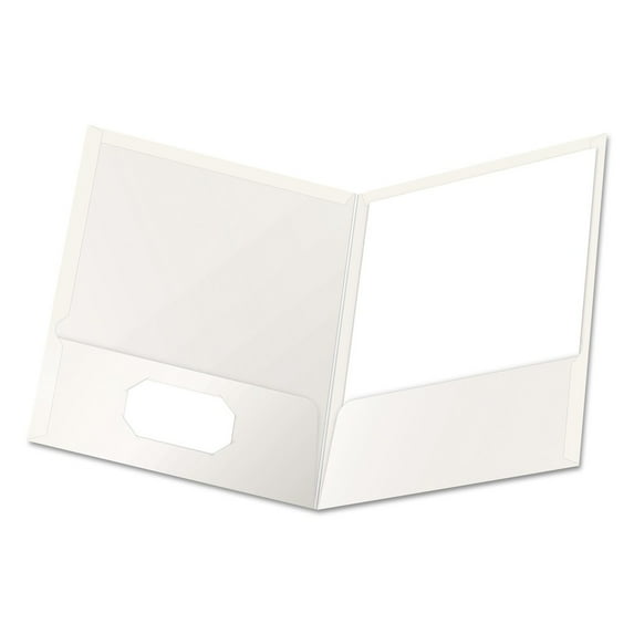 Oxford Showfolio Laminated Twin Pocket Folders 25/Pkg-White, Letter Size