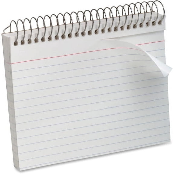 Oxford Spiral-Bound 5" x 8" Index Cards Spiral - Ruled - 5" x 8" - White Paper - Perforated - Recycled - 1Each