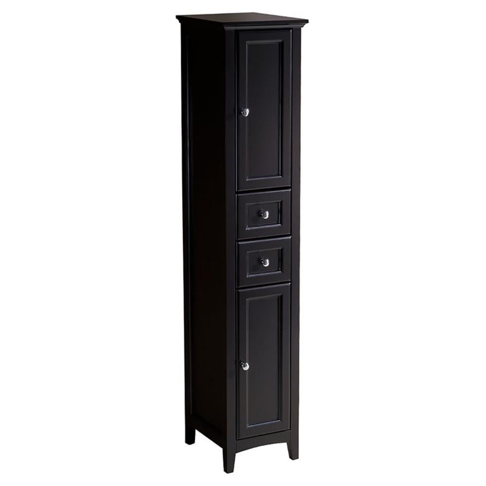 Espresso Solid Wood Traditional Tall Living Room Cabinet