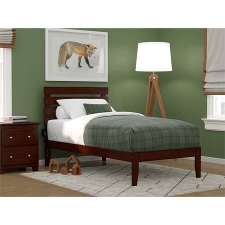 AFI Oxford 14" Twin Wood Platform Bed Frame with Modern Pallet Headboard, Walnut