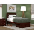 thumbnail image 1 of AFI Oxford 14" Twin Wood Platform Bed Frame with Foot Drawer Storage, Walnut, 1 of 6